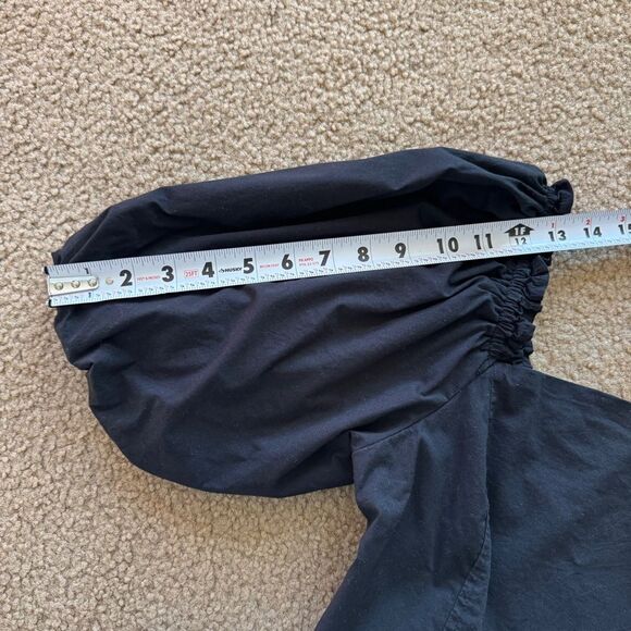 Jason Wu Square Neck Puff Sleeve Cropped Blouse Black S - Picture 6 of 12